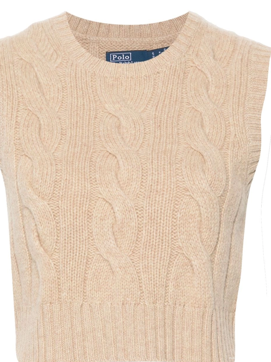 top Ralph Lauren knitted Women cable-knit Polo 0222